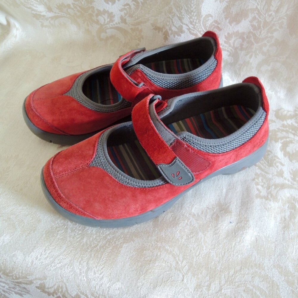 Dansko Edda Red & Gray Suede Comfort Mary Janes 39 8.5-9